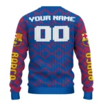 Custom Barcelona Lattice Gridwork Blue Sweater Best Selling