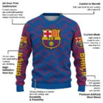 Custom Barcelona Lattice Gridwork Blue Sweater Best Selling