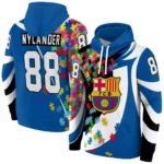Custom Barcelona Puzzle Pieces Blue Hoodie Best Selling