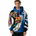 Custom Barcelona Puzzle Pieces Blue Hoodie Best Selling