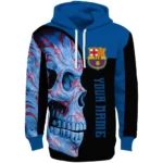 Custom Barcelona Skull Motif Blue Black Hoodie Best Selling