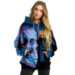 Custom Barcelona Skull Motif Blue Black Hoodie Best Selling