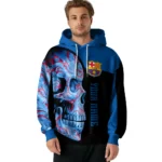 Custom Barcelona Skull Motif Blue Black Hoodie Best Selling