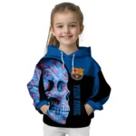Custom Barcelona Skull Motif Blue Black Hoodie Best Selling