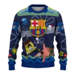 Custom Barcelona Spongebob Designs Blue Sweater Best Selling