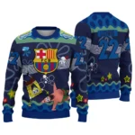 Custom Barcelona Spongebob Designs Blue Sweater Best Selling