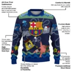 Custom Barcelona Spongebob Designs Blue Sweater Best Selling