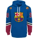 Custom Barcelona Striped Sleeves Blue Hoodie Best Selling