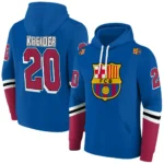 Custom Barcelona Striped Sleeves Blue Hoodie Best Selling