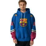 Custom Barcelona Striped Sleeves Blue Hoodie Best Selling