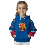 Custom Barcelona Striped Sleeves Blue Hoodie Best Selling