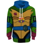 Custom Barcelona Superhero Armor Blue Green Hoodie Best Selling