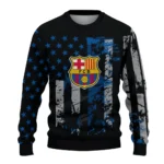 Custom Barcelona Vintage Usa Flag Black Sweater Best Selling