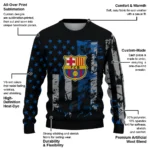 Custom Barcelona Vintage Usa Flag Black Sweater Best Selling
