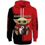 Custom Bournemouth Baby Yoda Red Black Hoodie Best Selling