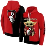 Custom Bournemouth Baby Yoda Red Black Hoodie Best Selling