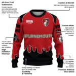 Custom Bournemouth Flame Border Red Sweater Best Selling