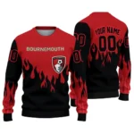 Custom Bournemouth Flame Outline Red Black Sweater Best Selling