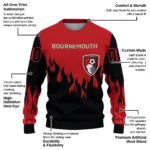 Custom Bournemouth Flame Outline Red Black Sweater Best Selling