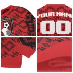 Custom Bournemouth Lattice Gridwork Red Sweater Best Selling