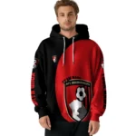 Custom Bournemouth Minimalist Design Red Black Hoodie Best Selling