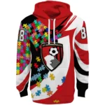 Custom Bournemouth Puzzle Pieces Red Hoodie Best Selling