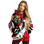 Custom Bournemouth Puzzle Pieces Red Hoodie Best Selling