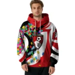 Custom Bournemouth Puzzle Pieces Red Hoodie Best Selling