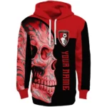 Custom Bournemouth Skull Motif Red Black Hoodie Best Selling