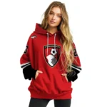 Custom Bournemouth Striped Sleeves Red Hoodie Best Selling