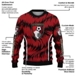 Custom Bournemouth Swirl Flow Red Sweater Best Selling