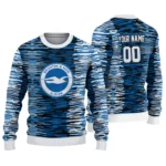 Custom Brighton Hove Albion Camouflage Stripe Blue White Sweater Best Selling