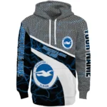 Custom Brighton Hove Albion Hexagonal Mesh Blue Black Gray Hoodie Best Selling