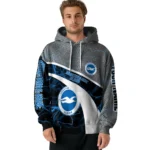 Custom Brighton Hove Albion Hexagonal Mesh Blue Black Gray Hoodie Best Selling