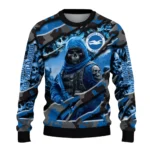 Custom Brighton Hove Albion Skull Horde Blue Sweater Best Selling