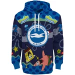 Custom Brighton Hove Albion Spongebob Patrick Star Blue Navy Hoodie Best Selling