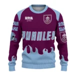 Custom Burnley Flame Border Burgundy Sweater Best Selling