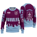 Custom Burnley Flame Border Burgundy Sweater Best Selling