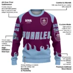 Custom Burnley Flame Border Burgundy Sweater Best Selling