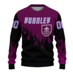 Custom Burnley Flame Outline Burgundy Black Sweater Best Selling