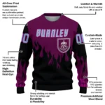 Custom Burnley Flame Outline Burgundy Black Sweater Best Selling