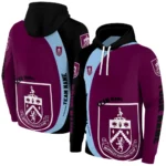 Custom Burnley Minimalist Design Burgundy Black Hoodie Best Selling