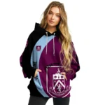 Custom Burnley Minimalist Design Burgundy Black Hoodie Best Selling