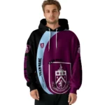 Custom Burnley Minimalist Design Burgundy Black Hoodie Best Selling