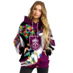 Custom Burnley Puzzle Pieces Burgundy Hoodie Best Selling