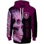 Custom Burnley Skull Motif Burgundy Black Hoodie Best Selling