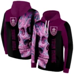 Custom Burnley Skull Motif Burgundy Black Hoodie Best Selling