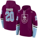 Custom Burnley Striped Sleeves Burgundy Hoodie Best Selling