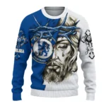 Custom Chelsea Jesus Tears Royal Blue White Sweater Best Selling