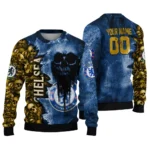 Custom Chelsea Skull Collage Royal Blue Sweater Best Selling